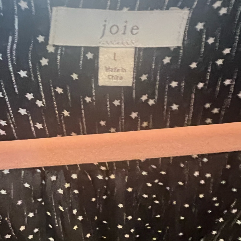 Joie Black Silk with Silver Stars. Size Large. - Picture 6 of 7